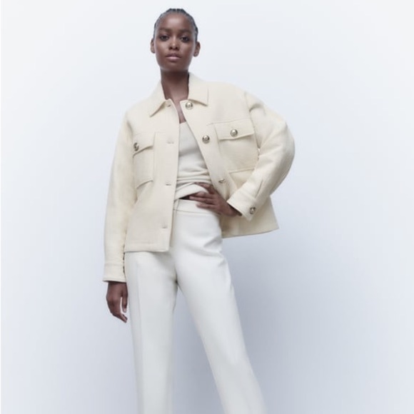 Zara Cream textured golden button jacket - Picture 8 of 8